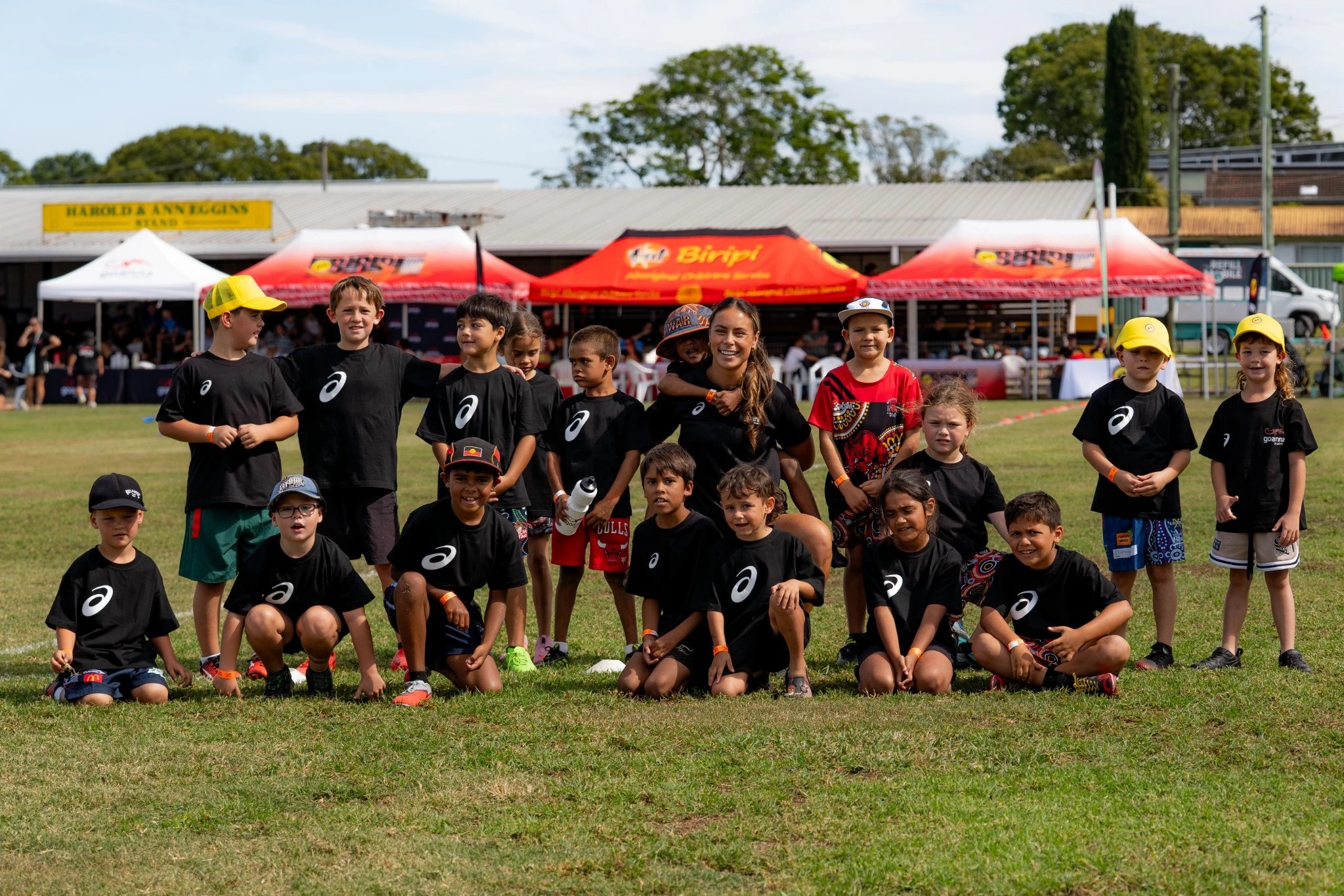 Smiles all around at the outdoor community clinic