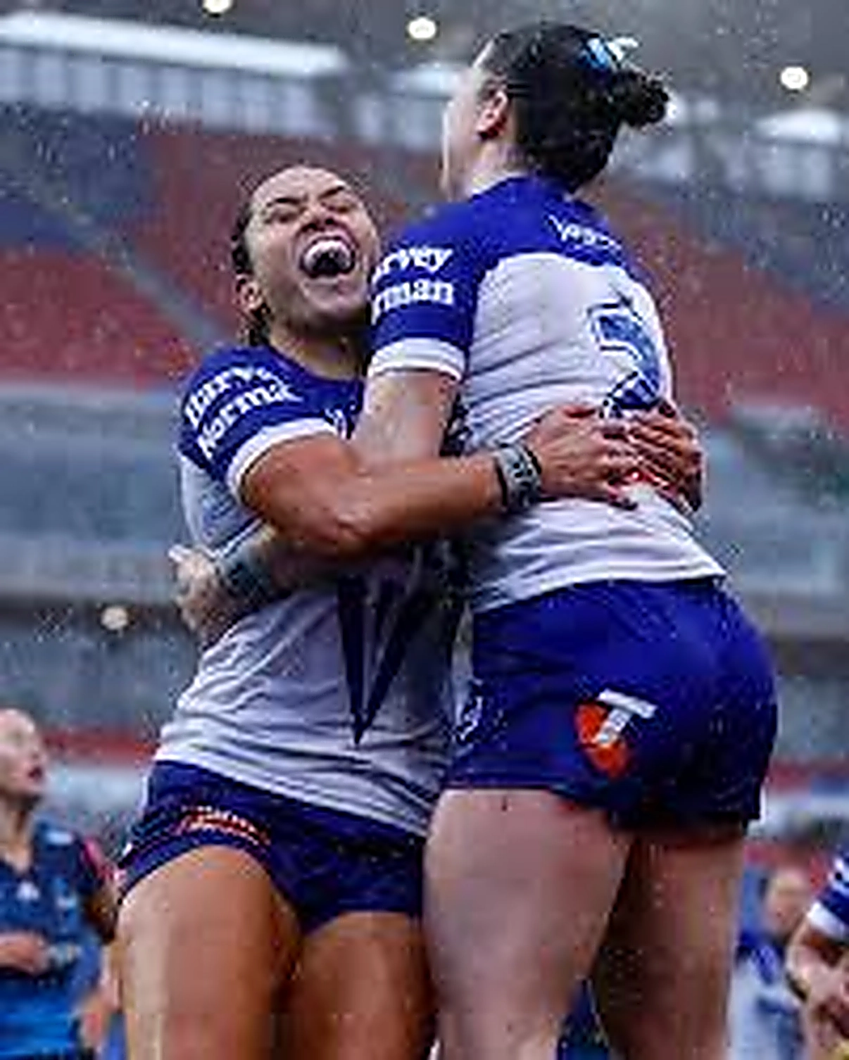 Teammates celebrating outdoor
